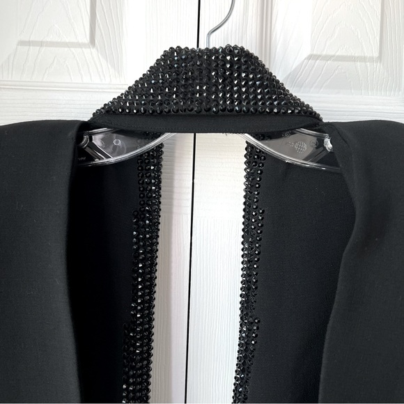 ❌SOLD❌AREA Crystal Embellished Virgin Wool Tuxedo Dress in Black, Size 2, NWT - Picture 14 of 17